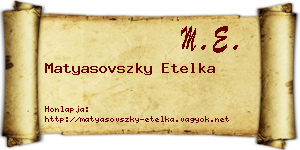 Matyasovszky Etelka névjegykártya